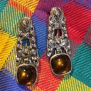 Vintage Trifari Signed Amber Earrings